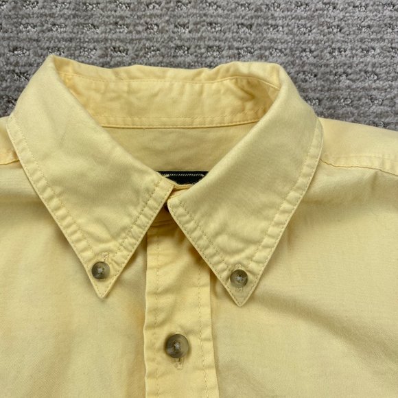 Eddie Bauer Shirt Men Medium M Yellow Button Down Short Sleeve Casual Pocket - Picture 3 of 12